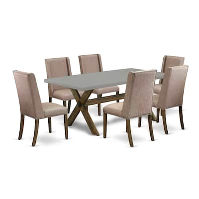 Southwestern Dining Set - 7 Piece Table & Chair Set - Hardwood Frame - Parsons Style - 72