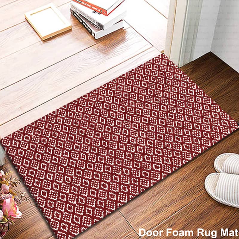 Woven Cotton Anti Fatigue Cushioned Kitchen | Doormat | Bathroom 18" x 30" Mats With Foam Backing Anti Slip - 18''x30''