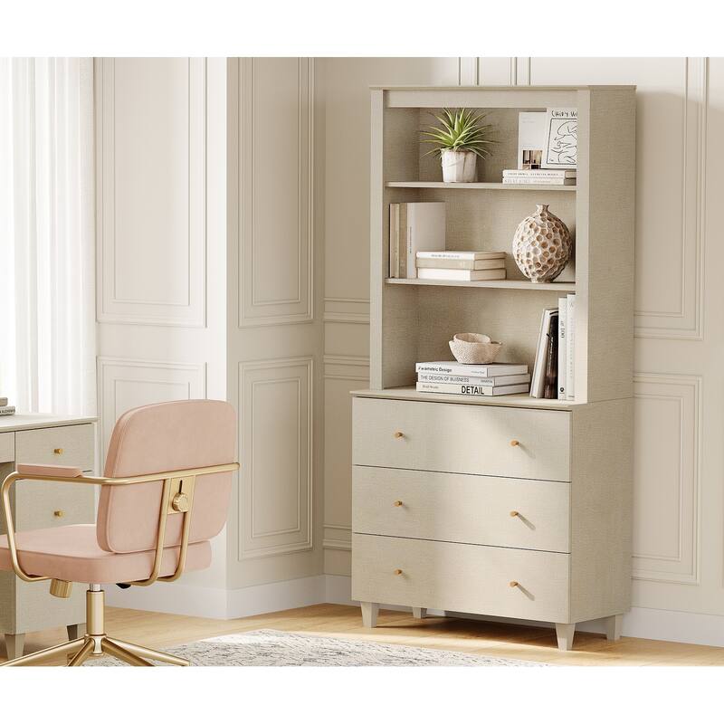 WAMPAT Modern 71 Inches Tall Bookcase with 3 Drawers, 3-Tier