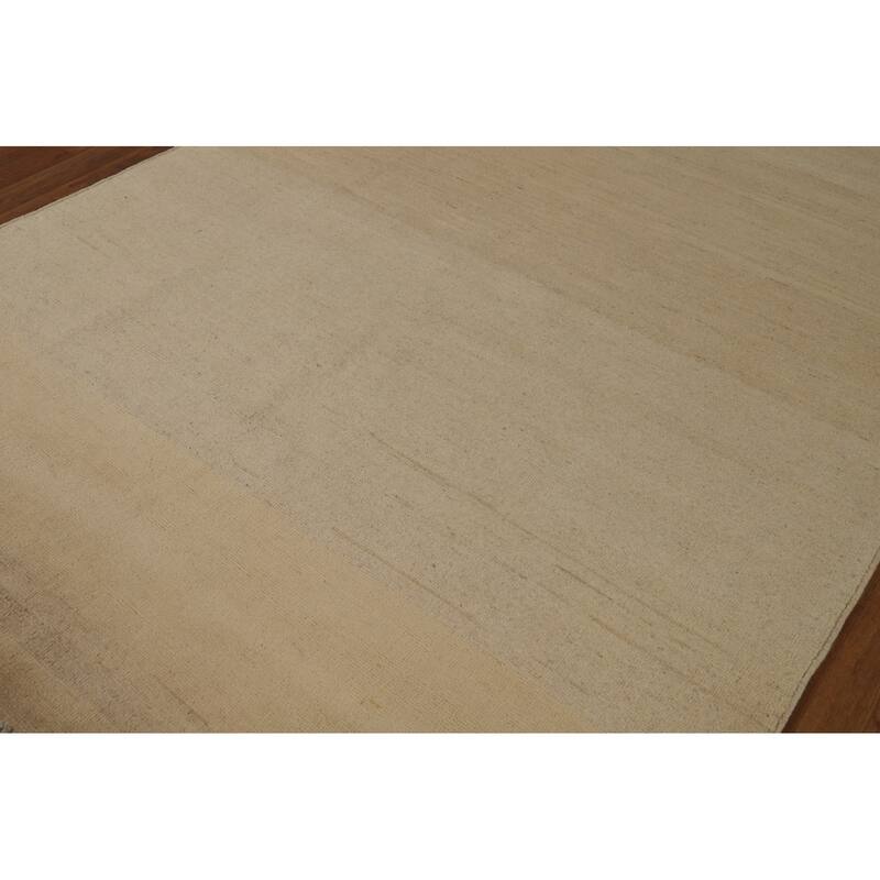 Modern Beige Gold Muted Gabbeh Oriental Area Rug Handmade Wool Carpet - 5'10"x 8'10"