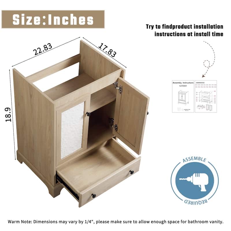 GDFStudio - Roserise Modern Freestanding Bathroom Vanity Sink with 2 Soft-Close Drawers, Sturdy Wood Construction (WITHOUT SINK)