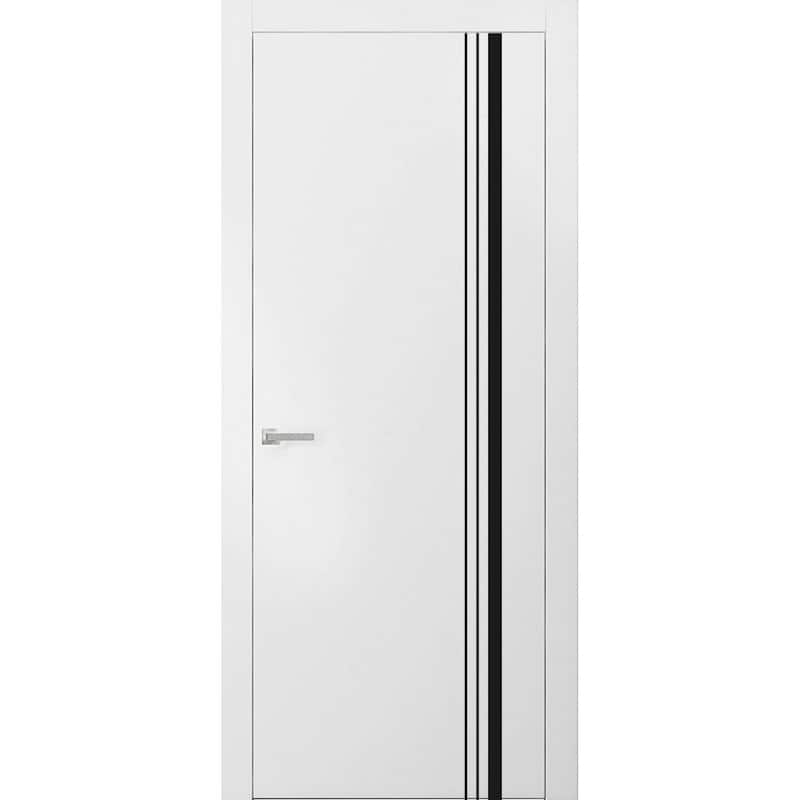 Solid French Door 18 x 80 Planum 0011 White Silk with| Bathroom - White - 42" x 80"