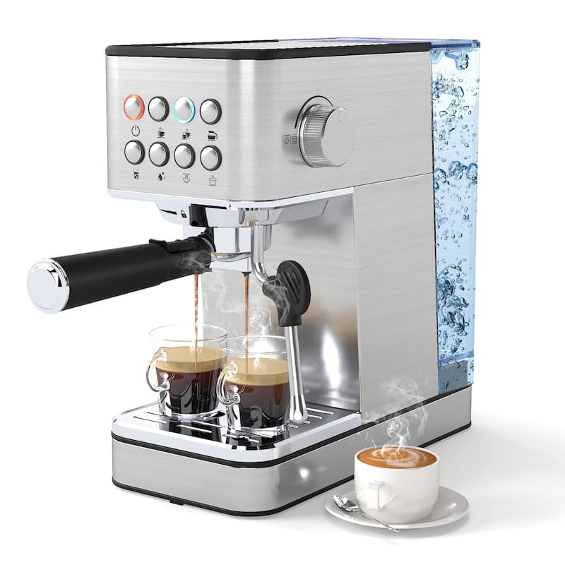 Gymax Espresso Machine 20 Bar w/Milk Frother 57OZ Removable Water Tank - Silver
