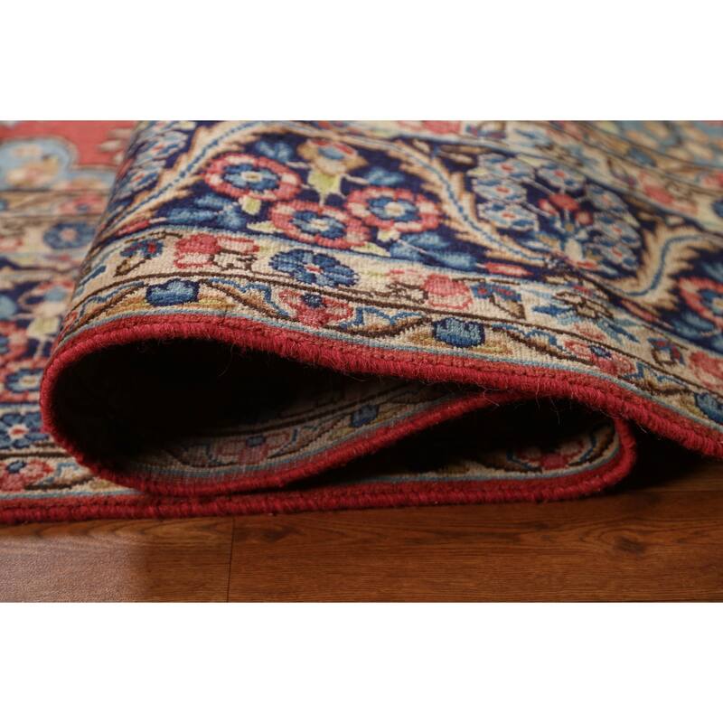 Hand Knotted Oriental 100% Wool Carpet Traditional Floral Oranges & Rust Kerman Area Rug - 11' 4'' X 8' 0''