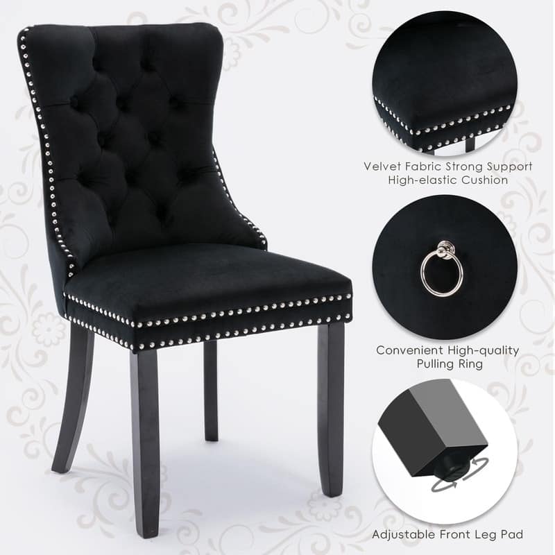 Tufted Naliheads Solid Wood Upholstered Dining Chairs (Set of 2)