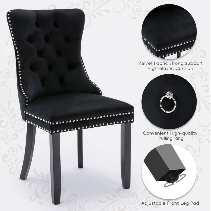 Tufted Naliheads Solid Wood Upholstered Dining Chairs Set of 6