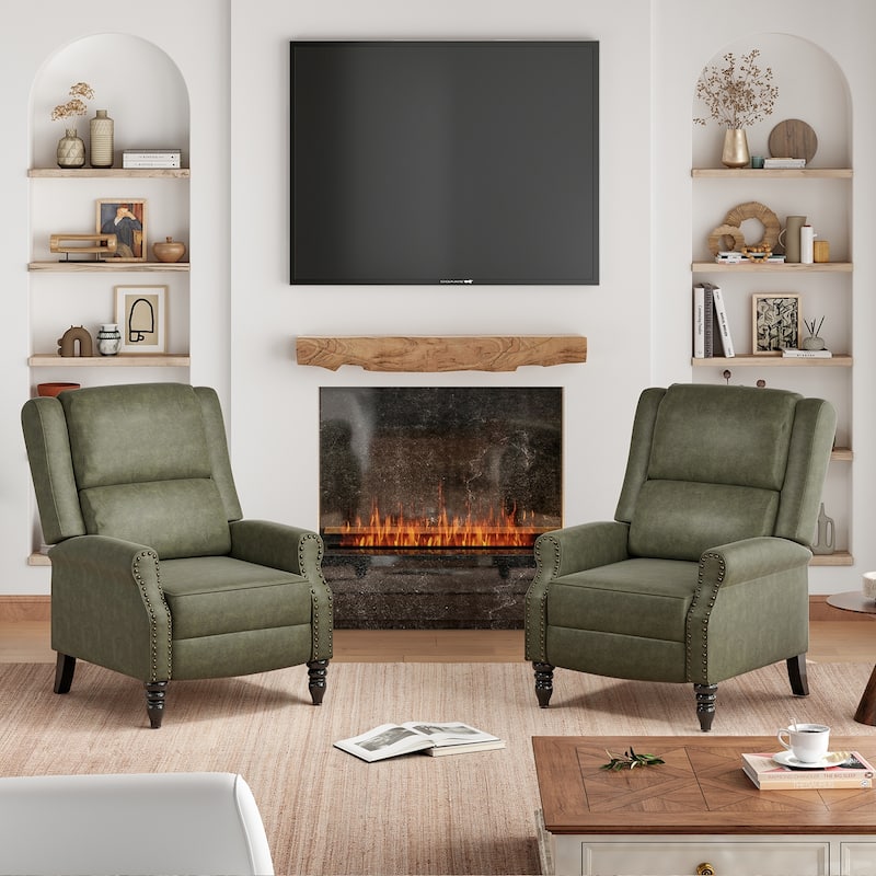 Faux Leather Pushback Recliner Chair for Living Room Bedroom