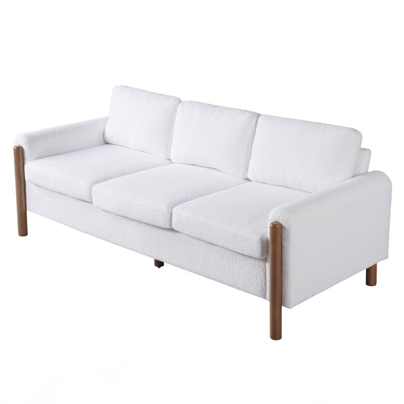 3-Seater Sofa, Curved Armrest with Integrated Solid Wood Legs