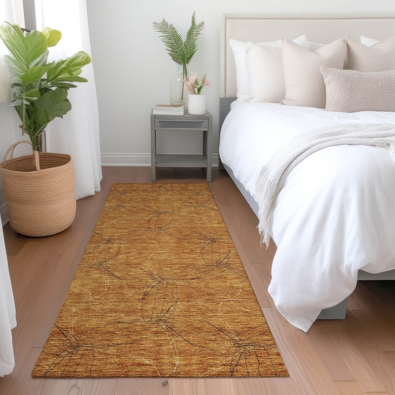 Machine Washable Indoor/ Outdoor Abstract Contemporary Chantille Rug