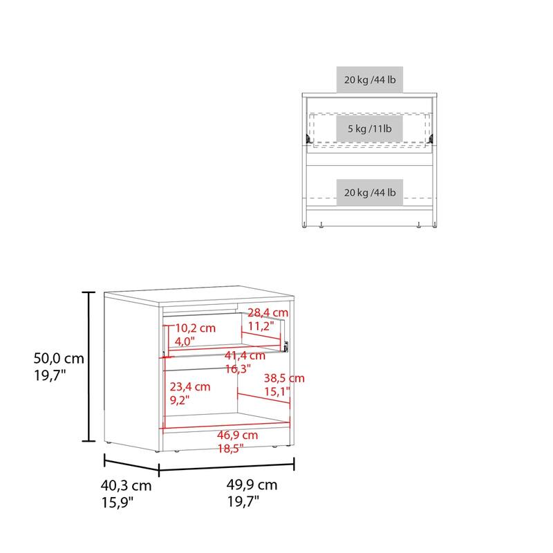 Modern Matt Grey and Macadamia Nightstand with Drawer