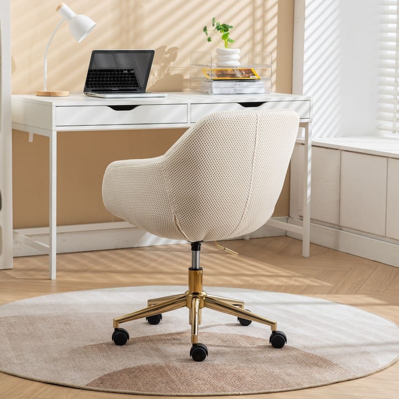 Mesh Fabric Adjustable Swivel Home Office Desk Chair with Metal Base