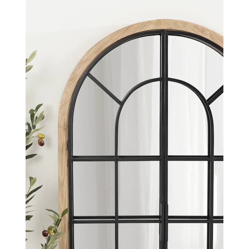 Kate and Laurel Boldmere Wood/Metal Arch Windowpane Mirror - 26x42