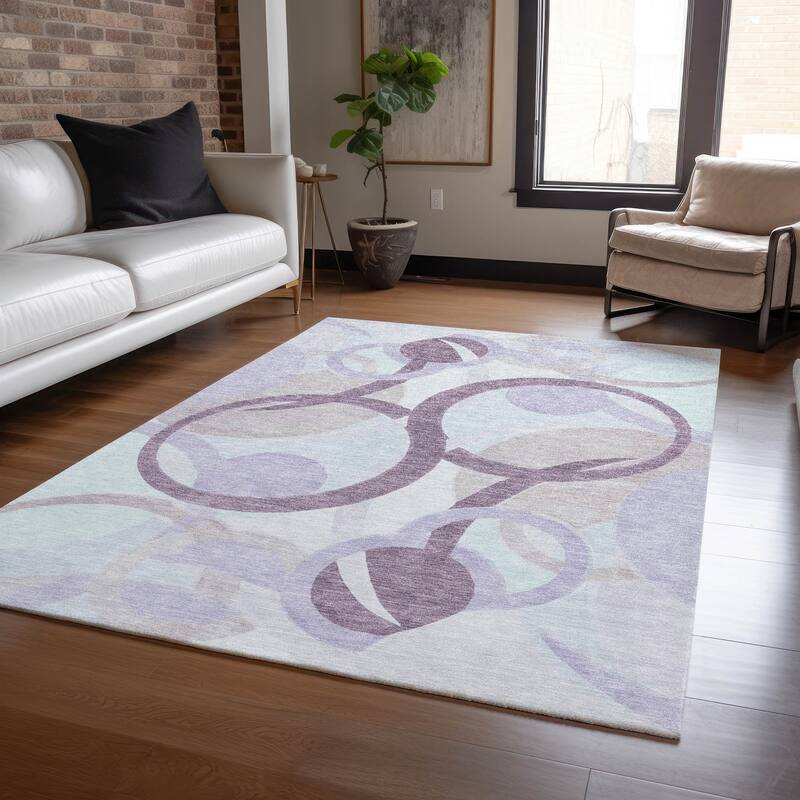 Machine Washable Indoor/Outdoor Contemporary Deco Chantille Rug