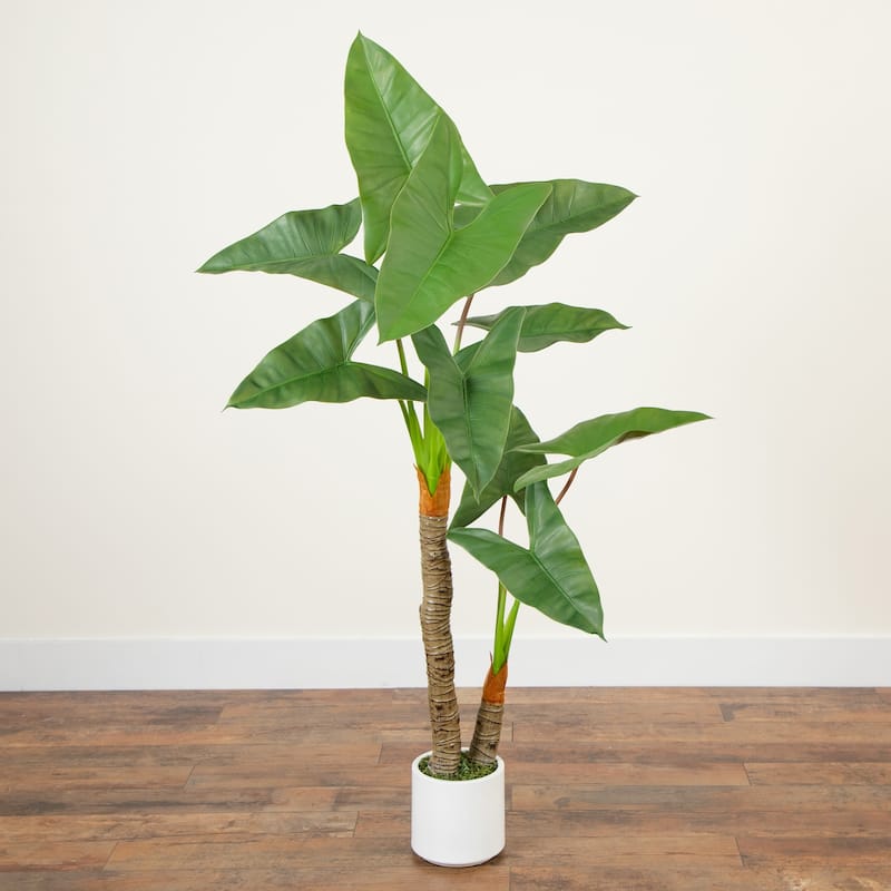 Arrowhead Philodendron Artificial Plant with White Planter - 5.5'