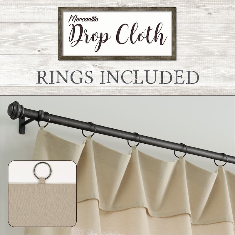 Mercantile Drop Cloth Tier Curtain Panel Pair with Valance, Light Filtering Ring and Tab Top, 36x30