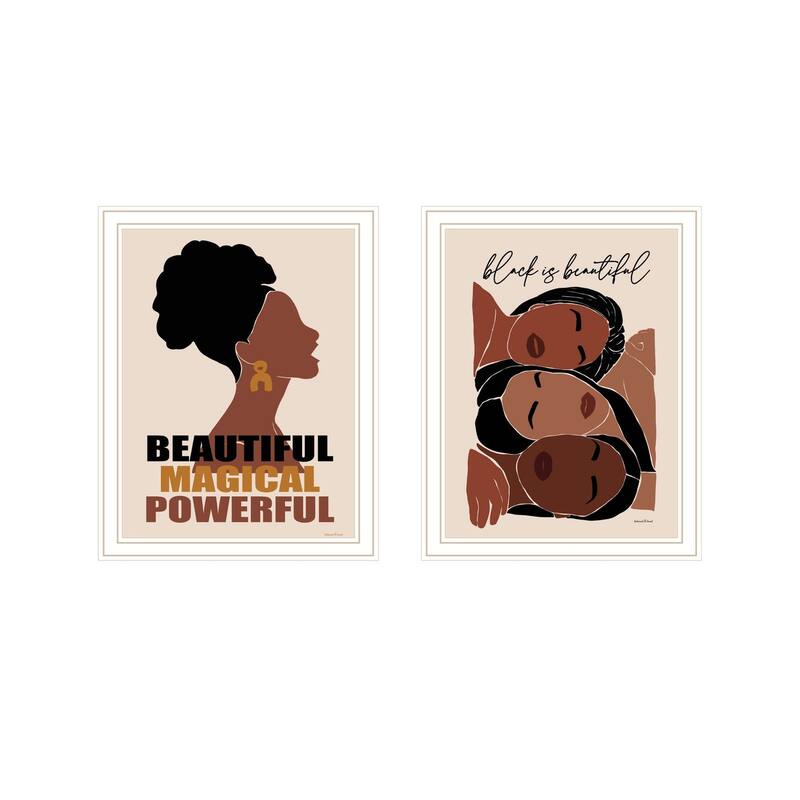Trendy Decor 4U "Black is Beautiful" Printed Framed Wall Art by Lettered & Lined - White - 14 x 18