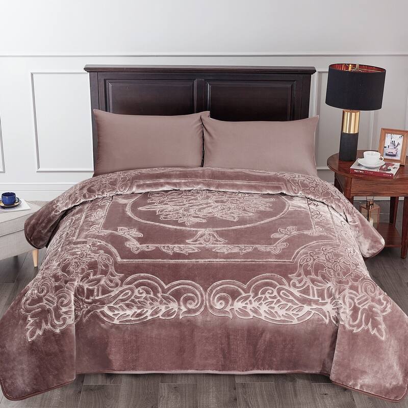 Luxury Embossed Floral Fleece Blanket