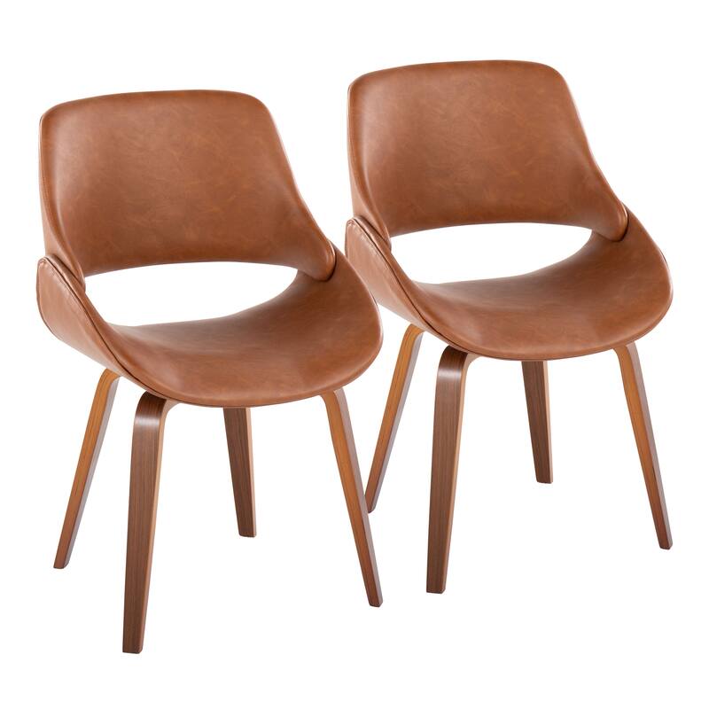 Carson Carrington Svellingen Mid-Century Modern Cross Frame Bent Wood Chair (Set of 2) - Camel Faux Leather