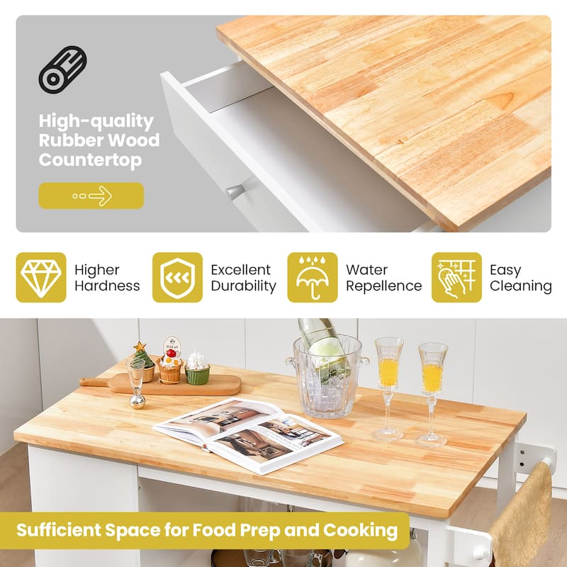Costway Kitchen Island Trolley Cart on Wheels with Storage Open - See Details