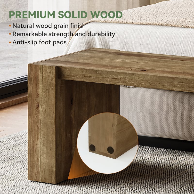 Industrail Solid Wood Entryway Bench Indoor Bench for Living Room
