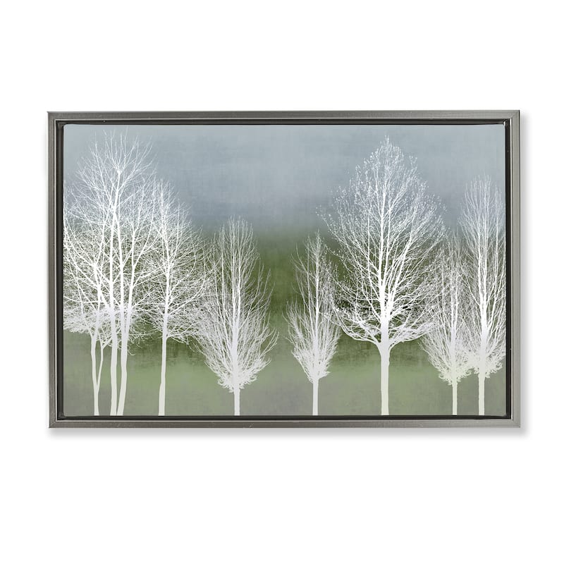 Stupell White Tree Impressions Framed Floater Canvas Wall Art Design By Kate Bennett - 25 x 17 - Grey