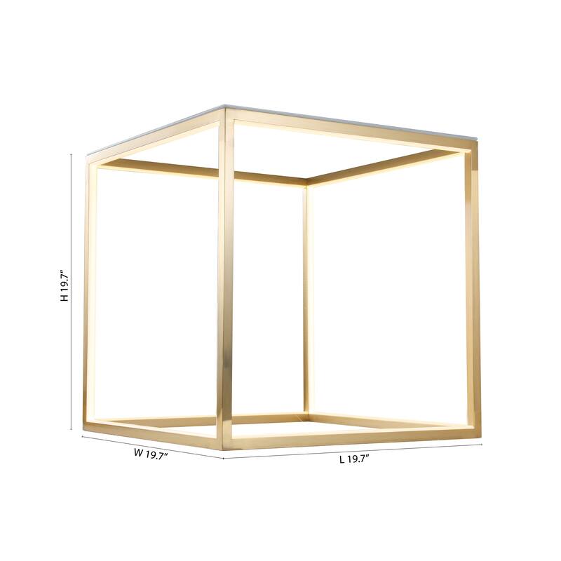 LED Gold Aluminum Frame Side Table with a Frosted Glass Top