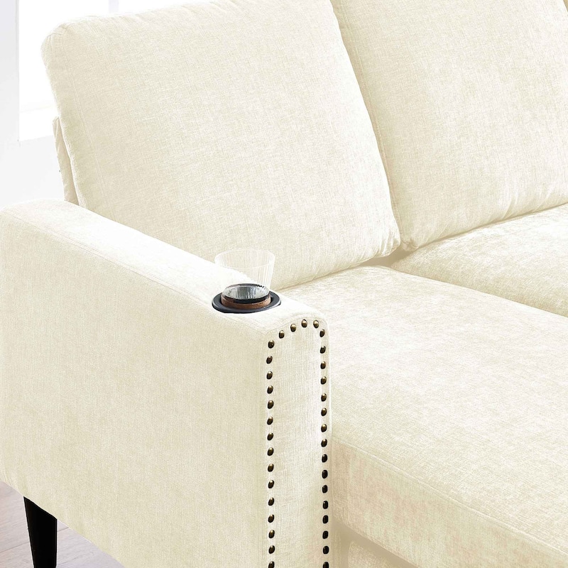 79.13" Chenille L-Shaped Sectional Sofa with Storage Chaise and Modern Design