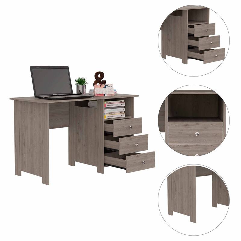 Nory Black Three Drawers Computer Desk