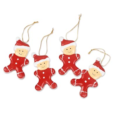 Novica Handmade Christmas Pajamas Wood Ornaments (Set Of 4)