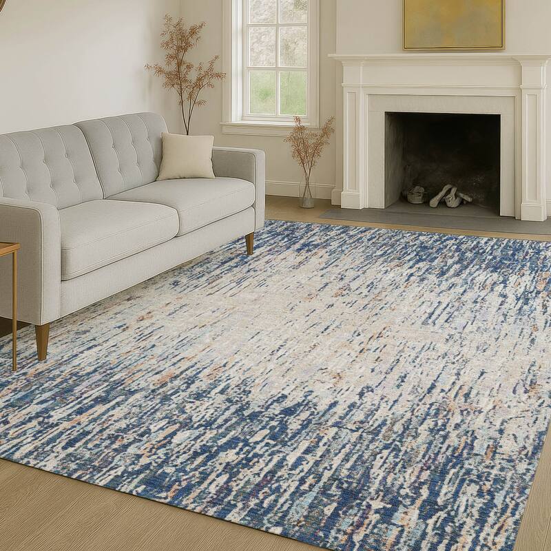 Machine Washable Indoor/ Outdoor Abstract Moxy Chantille Rug