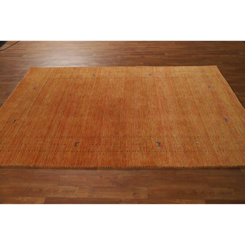 Hand Knotted Oriental 100% Wool Carpet Tribal Animal Pictorial Oranges & Rust Gabbeh Area Rug - 7' 7'' X 4' 11''