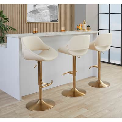 Silver Orchid Svellingen Adjustable Bar Stool with Rounded T Footrest - Set of 2