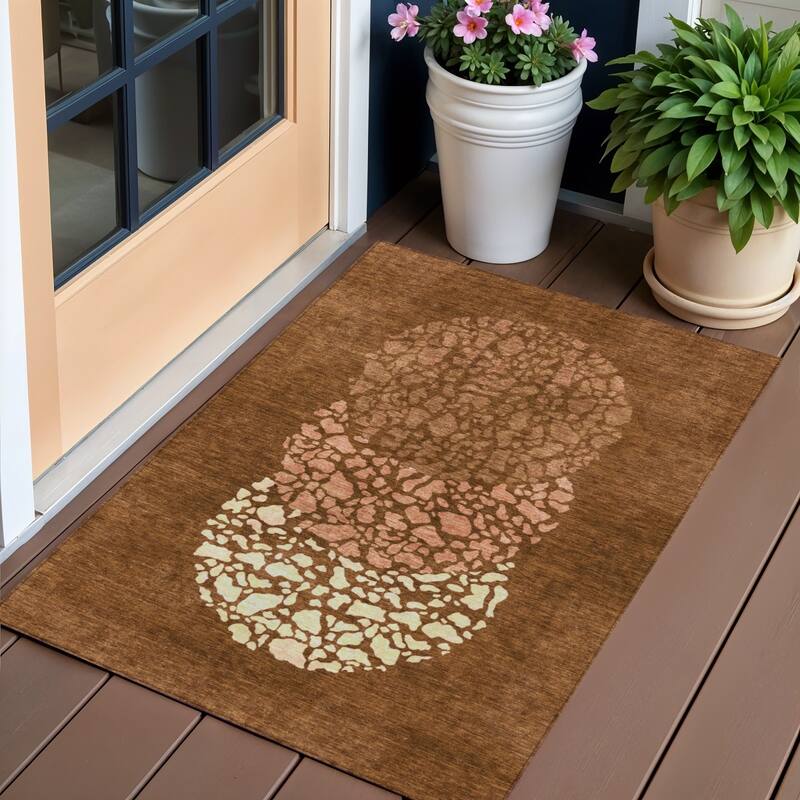 HomeRoots Abstract Transitional Rectangle Outdoor Rug - 3' x 5'