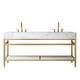 preview thumbnail 32 of 150, Ecija Bath Vanity, Metal Support with Composite Stone Top, no Mirror 72 in. - Brushed Gold