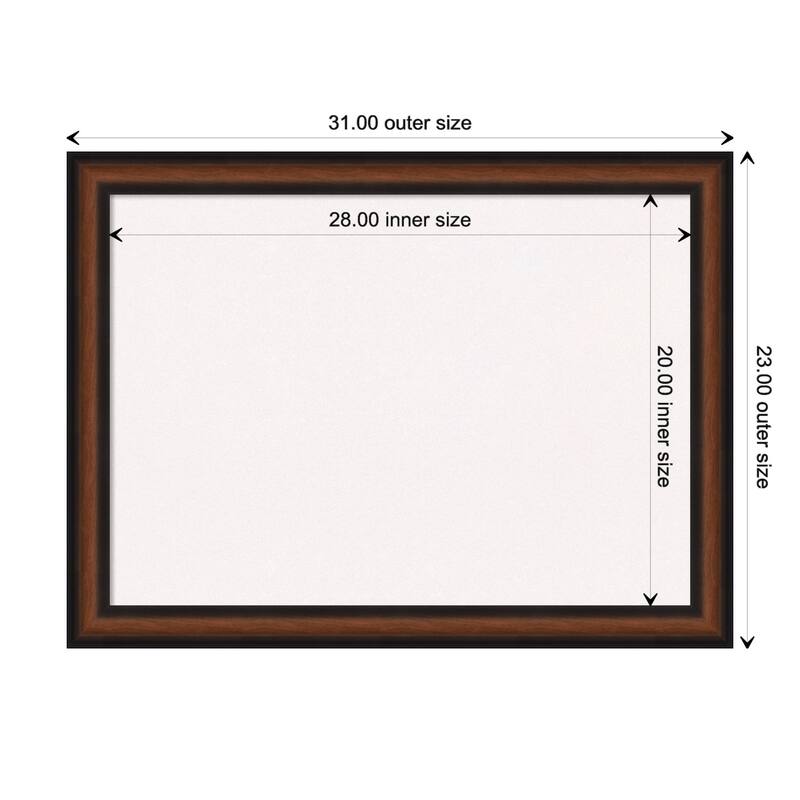 Yale Walnut Framed White Corkboard Bulletin Board - Board Size 28x20