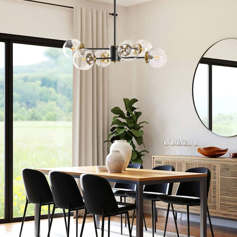 GetLedel 6-Light Modern Sputnik Chandelier with Glass Globe Shades