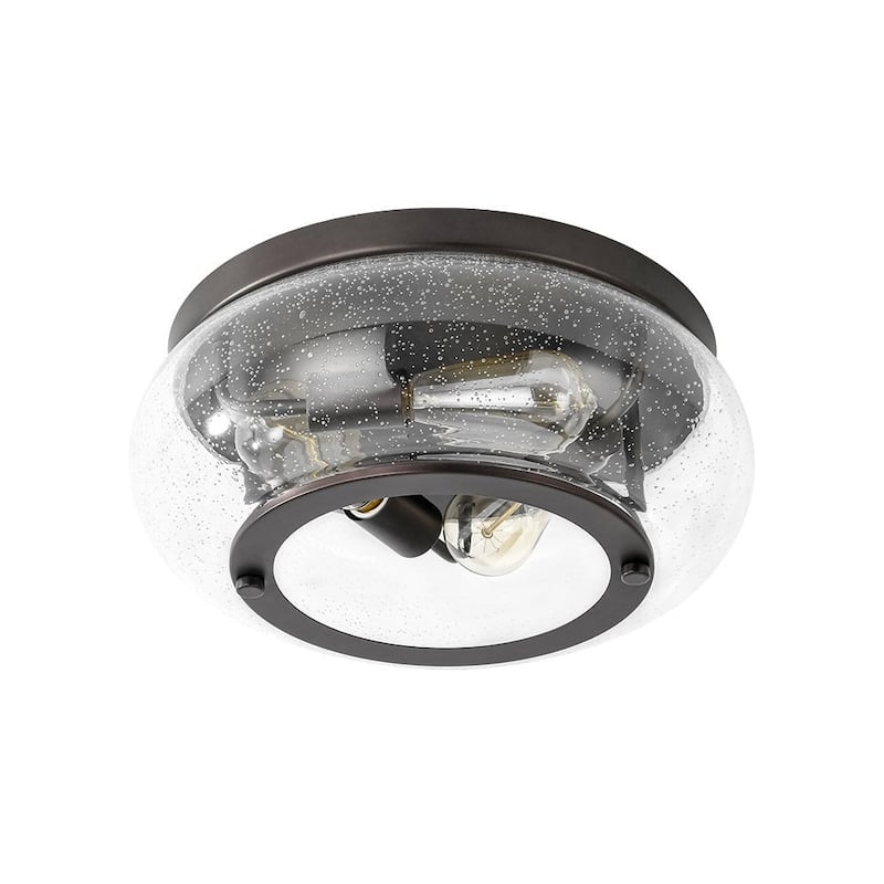 Oil Rubbed Bronze 3-Light Round Glass Flush Mount Ceiling Light