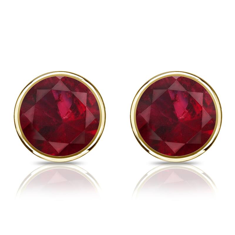 Auriya 14k Gold 1/4ctw Bezel-set Ruby Gemstone Stud Earrings