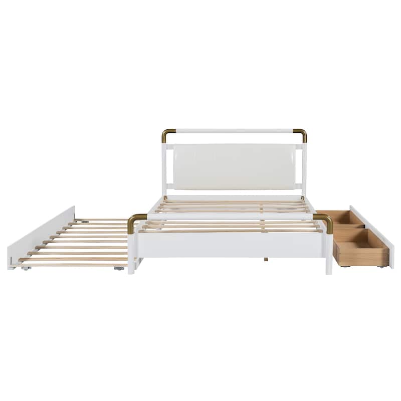 Wooden Storage Platform Bed, with 2 Big Drawers