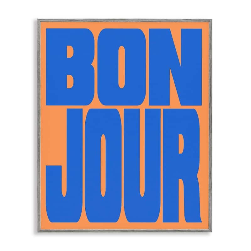 Stupell Bonjour Blue & Orange Framed Giclee Art Design By House of Lulu - 16 x 20 - Grey