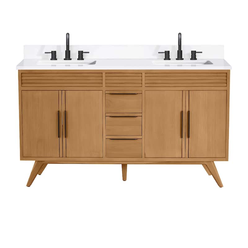 Avanity TAYLOR-VS61-QW Taylor 61" Free Standing Double Basin Vanity - Natural Teak - Wood Finish