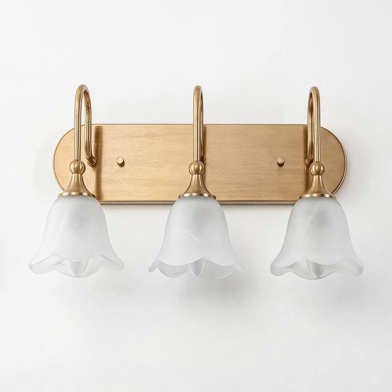 3-Light Modern Brass Gold Bathroom Vanity Light
