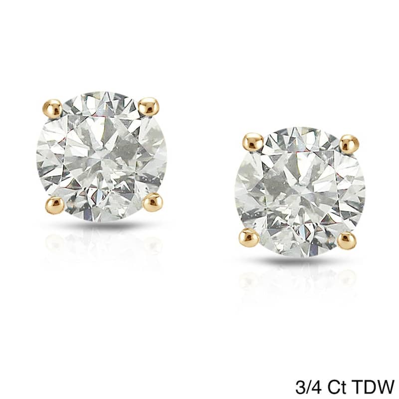 Auriya 18k Yellow Gold Diamond Stud Earrings (H-I, I2-I3)