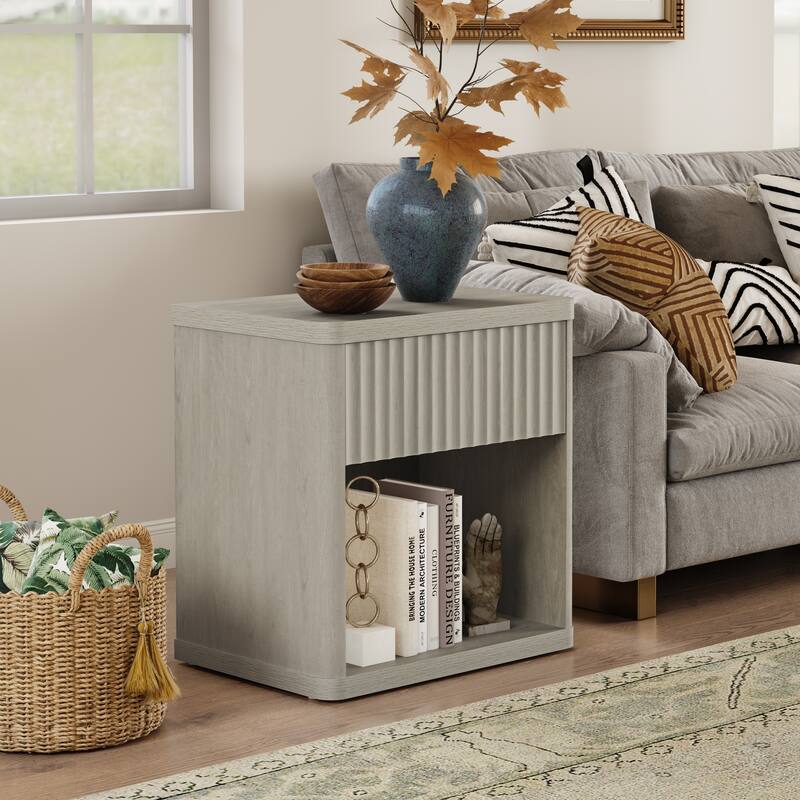 SICOTAS Set of 2 Nightstand with 1 Drawer and Open Storage