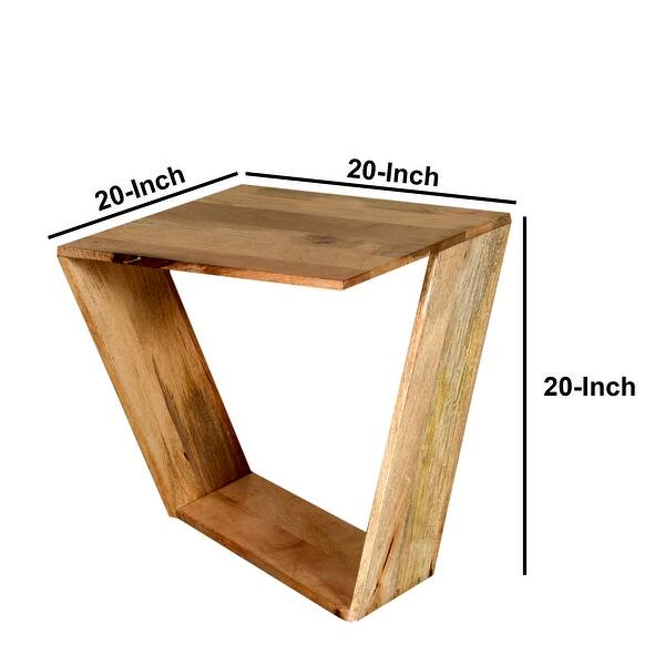 20 Inch Handcrafted Mango Wood Side End Table with angled Panel ...
