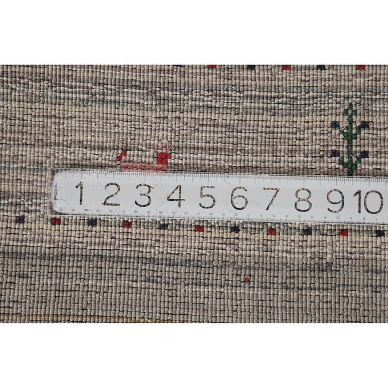 Hand Knotted Oriental 100% Wool Carpet Tribal Tribal Greys & Charcoal Gabbeh Area Rug - 5' 10'' X 3' 1''