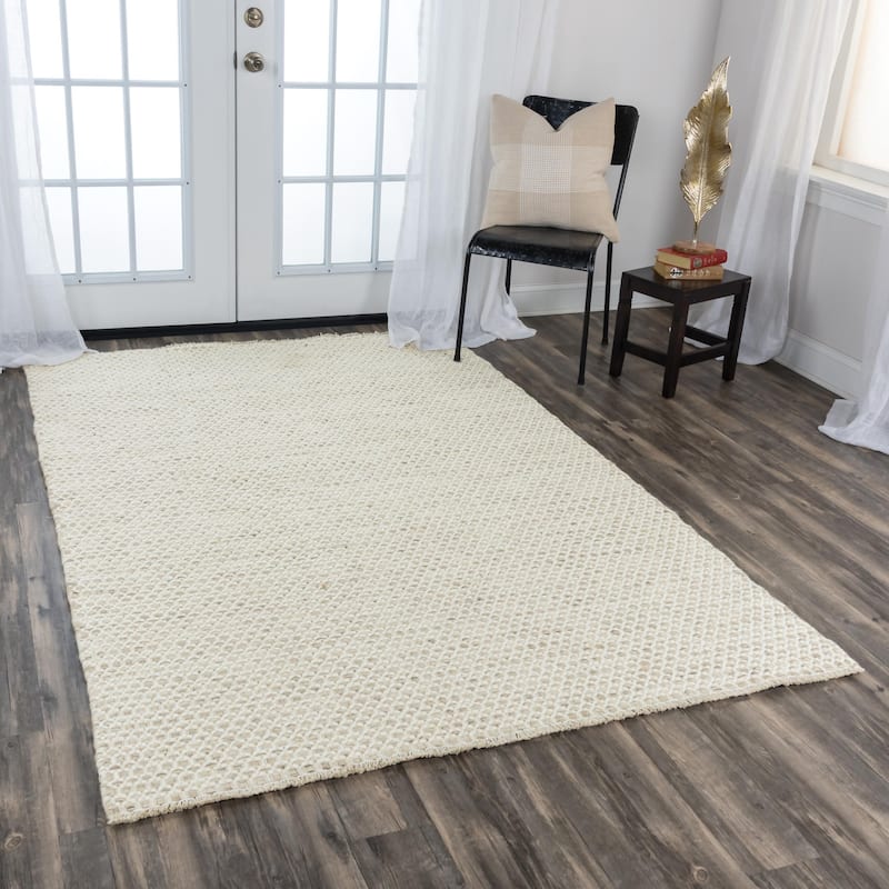 Alora Decor Monarch Basketweave Hand-woven Wool Area Rug.
