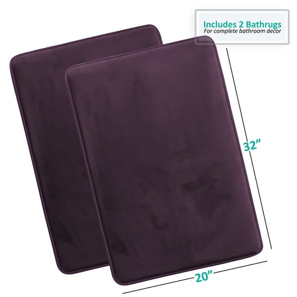 dimension image slide 45 of 58, Clara Clark Ultra Soft Plush Bathroom Rug - Non-Slip, Velvet, Memory Foam Bath Mat - Set of 2