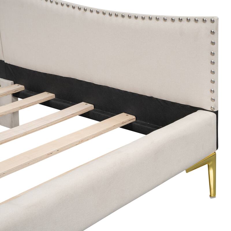 Chic Beige Twin Upholstered Daybed with Headboard & Armrest - Relax!