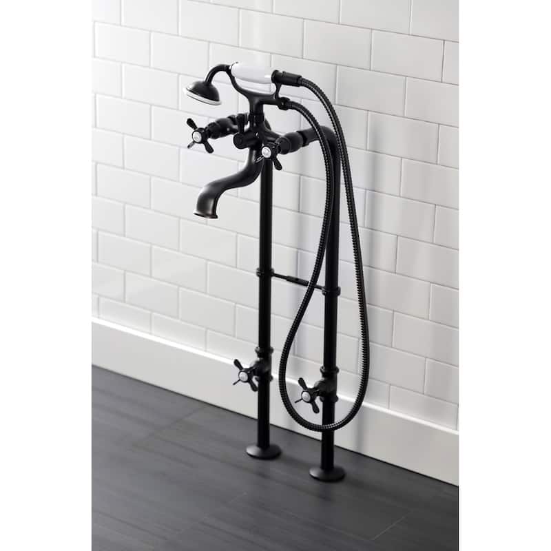 Essex Freestanding Clawfoot Tub Faucet Package with Supply Line in Matte Black